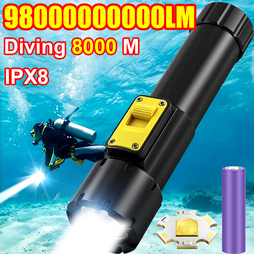 Underwater Flashlight - YENI 98000000000LM Güçlü XHP360 Dalış El